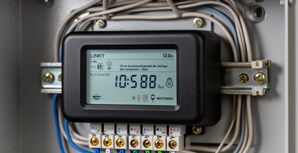 Compteur Linky affichant les données de consommation électrique